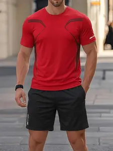 Men's 2 Pieces Quick Dry Athletic Set, Breathable Workout T-Shirt & Shorts for Gym Running