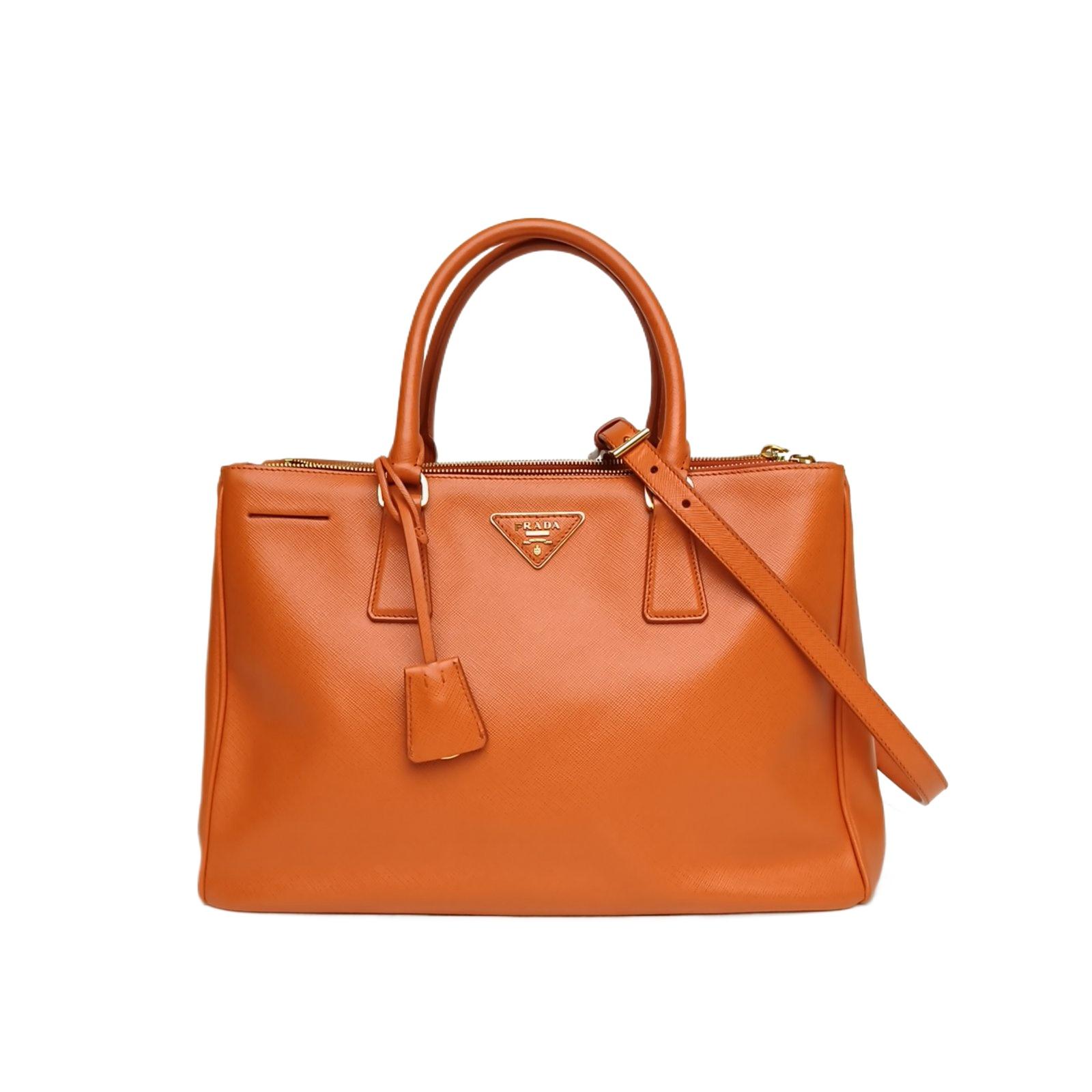 Pre-owned PRADA PVC Tote Bags 【DIZ】Galleria Killer Bag Large Orange Leather C