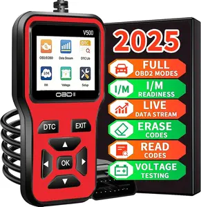 V500 New OBD2 Diagnostic Tool, Car Battery Voltage Test, DTC lookup, Engine Code Reader With Complete OBD2 Functionality, Reset, Mode 6 And 8, And More, Suitable For All OBDII/EOBD Vehicles After 1996+