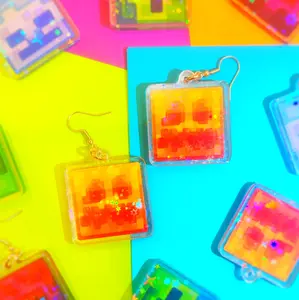 Holographic Mob Jack-O-Lantern Earrings Video Game Inspired