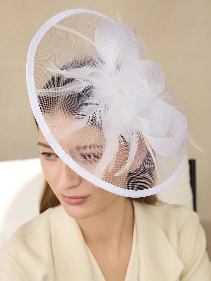 Clariva 1Pc Ffascinators Hats For Women Fancy Tea Party Hats Elegant 1950s Kentucky Derby Hats Feather Hair Clip For Bride Wedding Party Birdcage Veil Headband Flower 1920s Headpiece For Horse Race Vintage Bridgerton Fedora Beret Hats 50s Outfit Church Ha