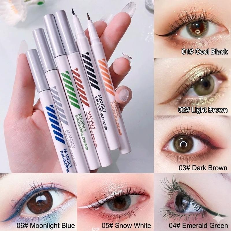 MANSLY Slim Colorful Liquid Eyeliner Pen Waterproof & Smudge-Proof Ultra-Fine Precision Tip for Defined Lines Long-Lasting All-Day Wear Eye Makeup Matte Eyeliner Set Buy 1 Take 1 al teyeliner