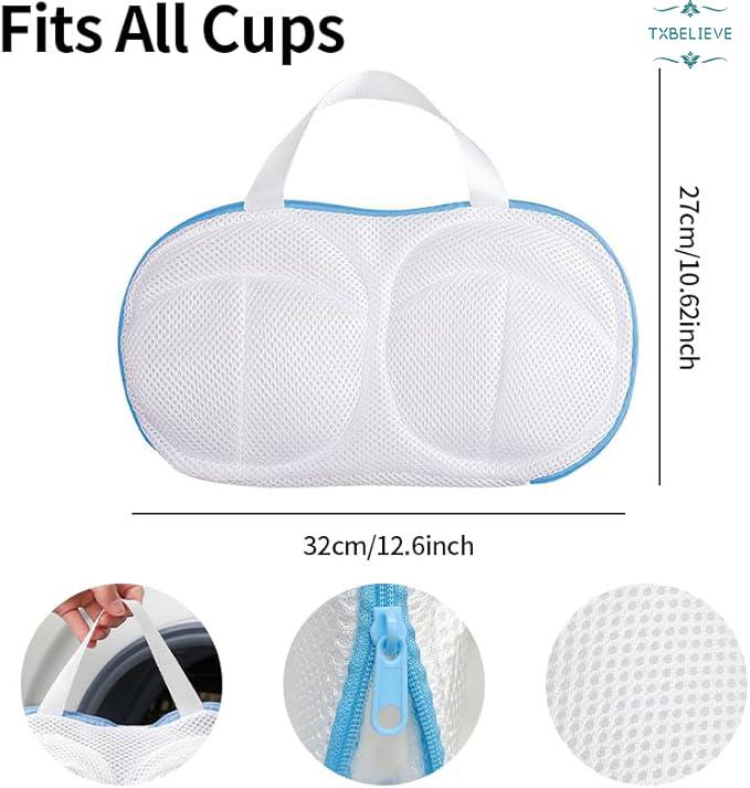 Home bra laundry bag, spherical protective laundry bag, suitable for machine washing, anti-deformation bra bag (Blue/Grey)