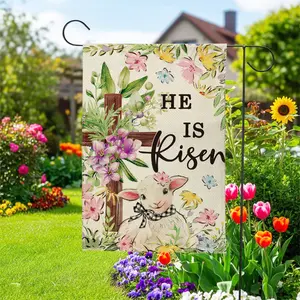 He Is Risen Garden Flag 12x18 | Double Sided Linen Cross Banner | Easter Sunday Christian Yard Decor | Jesus Resurrection Faith Sign | Religious Outdoor Gift | 2026 Trending Church Decor outdoorfun