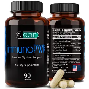 ELEAN Immuno PWR- enriched with Zinc, Selenium, Amino Acid Lysine and Astragalus Root Extract for Collagen Synthesis, Thyroid Health, Mineral Support, Energy and Immune Support 90 Veg Capsules. Healthcare Supplement