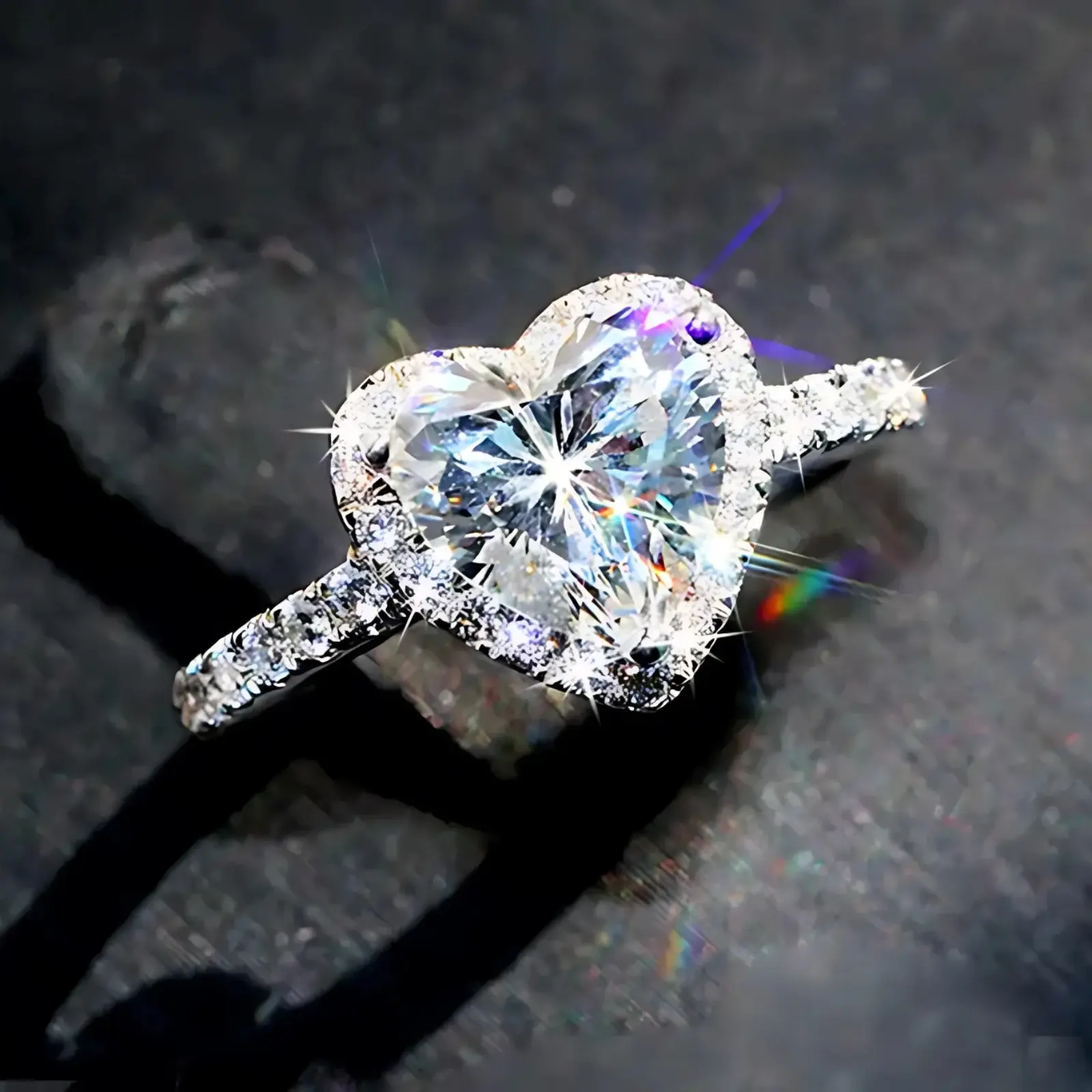 Heart shaped cubic zirconia ring. Exquisite jewelry accessory for the holidays