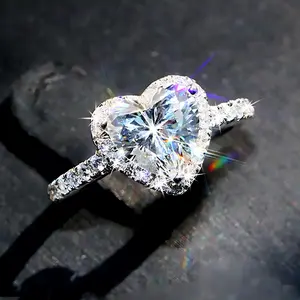 Heart shaped cubic zirconia ring. Exquisite jewelry accessory for the holidays