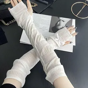 Solid Color Butterfly Decor Sun Protection Ice Silk Sleeves, Breathable Outdoor Cycling Sun Protection Sleeves, Sports & Outdoor Accessories