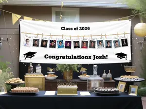 Graduation Photo Banner, K-12 Photos for Class of 2026, Graduation Decor, Personalized 2 ft by 8 ft Photo Banner