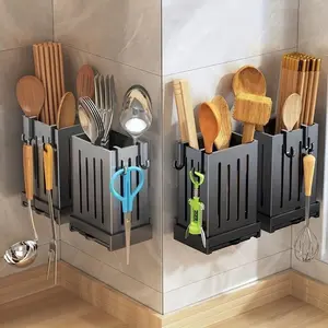1pc Kitchen Utensil Holder, Multifunctional Draining Chopstick Cage, Wall Mounted Or Standing Cutlery Storage Organizer Caddy, Flatware Organizers, Plastic Lightweight Cage, Kitchen Storage Accessories
