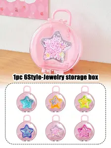 Mini Luggage Gift Box with Colorful Stars, Cute Sand Star Decorations, Plastic Material, Multifunctional Storage Box for Jewelry