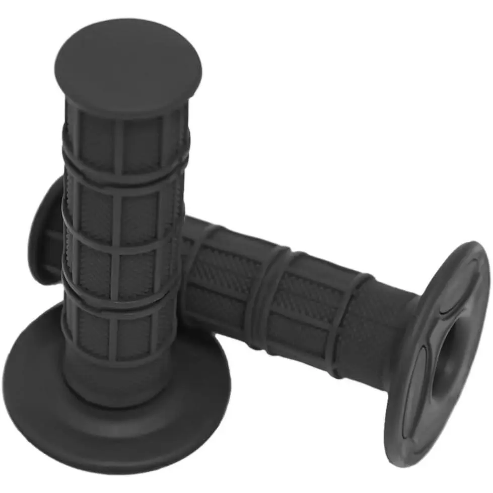 Universal Motorcycle Handlebar Grips, Textured Gel Rubber 7/8 Inch Set with Bar Ends for Comfortable Riding on Dirt Bikes & Motocross Bikes, Motorcycle Parts, Replacement, 7/8" Grip, Vibration Absorb