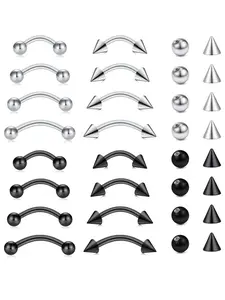 Eyebrow Piercing Jewelry Stainless Steel Curved Barbell Tiny Eyebrow Ring Vertical Labret Lip Jewelry Ear Rook Helix Conch Daith For Women Men 16g Multiple Sizes 6mm/8mm/10mm/12mm
