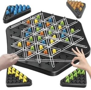 Triggle Triangle Chess Game - Rubber Band Board Game for 2 to 4 Players, Back to School & Birthday Gifts, Family Interactive Table Top Toy