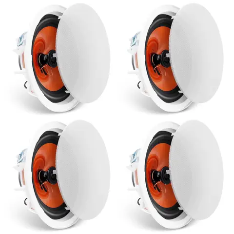 VEVOR 4 PCs 8in Compact Crystal Audio Ceiling Speakers Kit, 100W Flush Mount Ceiling-In-Wall System, 8 Ohms Impedance, 89dB Sensitivity, 68Hz-20kHz, 9.2in ABS Build, Amplifier/Receiver/Cable Management Compatible for Bedroom, Kitchen Audios