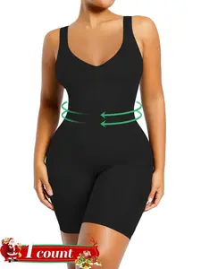 Shapewear Bodysuit for Women High Waisted Shaper Tummy Control V Neck Butt Lifting Bodycon Romper Backless Seamless Sexy One Piece Shorts