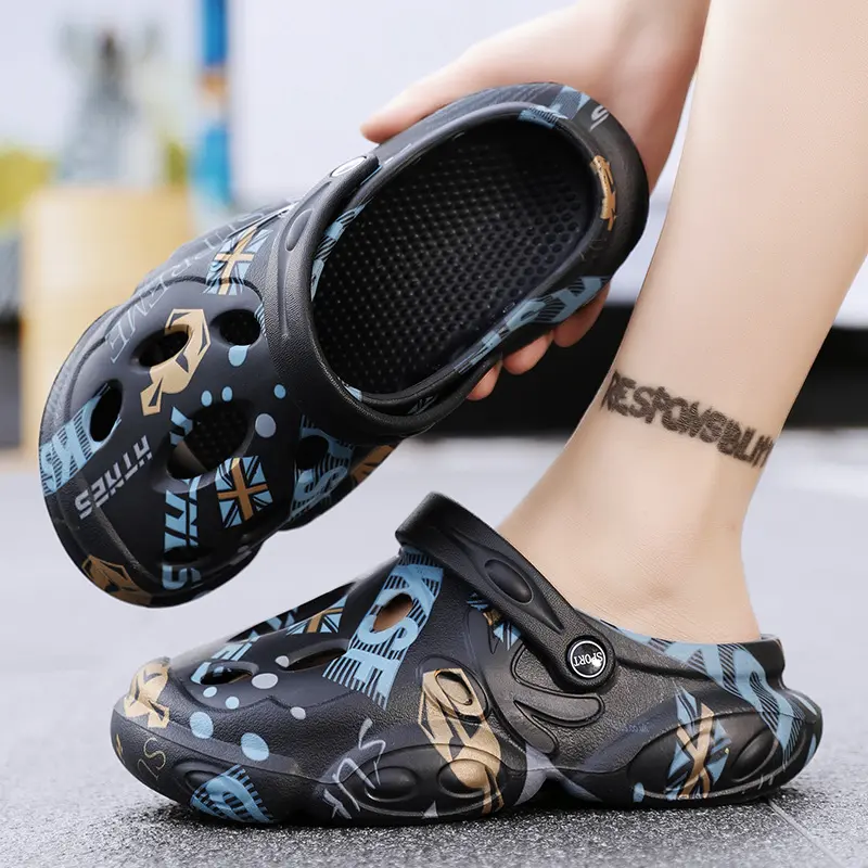 Bdhjydb Summer New Trend Thick-Soled Beach Sandals Men, Non-Slip Closed-Toe Large Size Camouflage Clogs