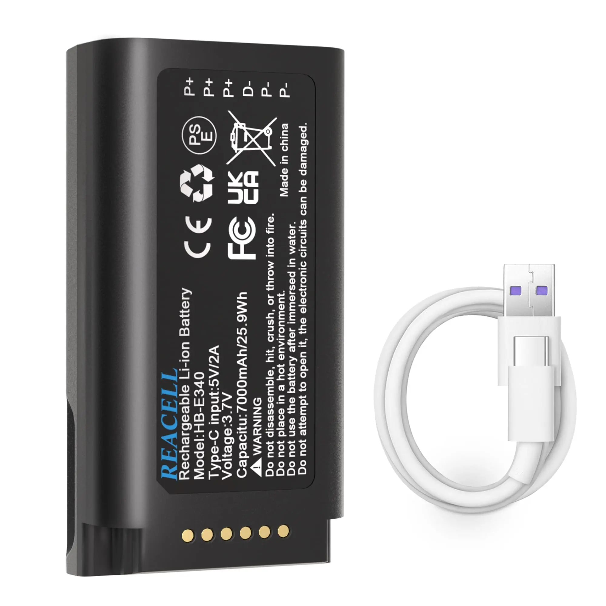 E340 Rechargeable  Battery Compatible for eufy Video Doorbell E340, 7000mAh High Capacity Replacement Battery for E340 Video Doorbell Compatibility Usb C