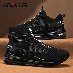AOPLUS Breathable woven knitted men's sports shoes, with anti-slip rubber soles, suitable for outdoor and street wear, a comfortable urban fashion shoe style, closed-style running shoes for training, very versatile and comfortable