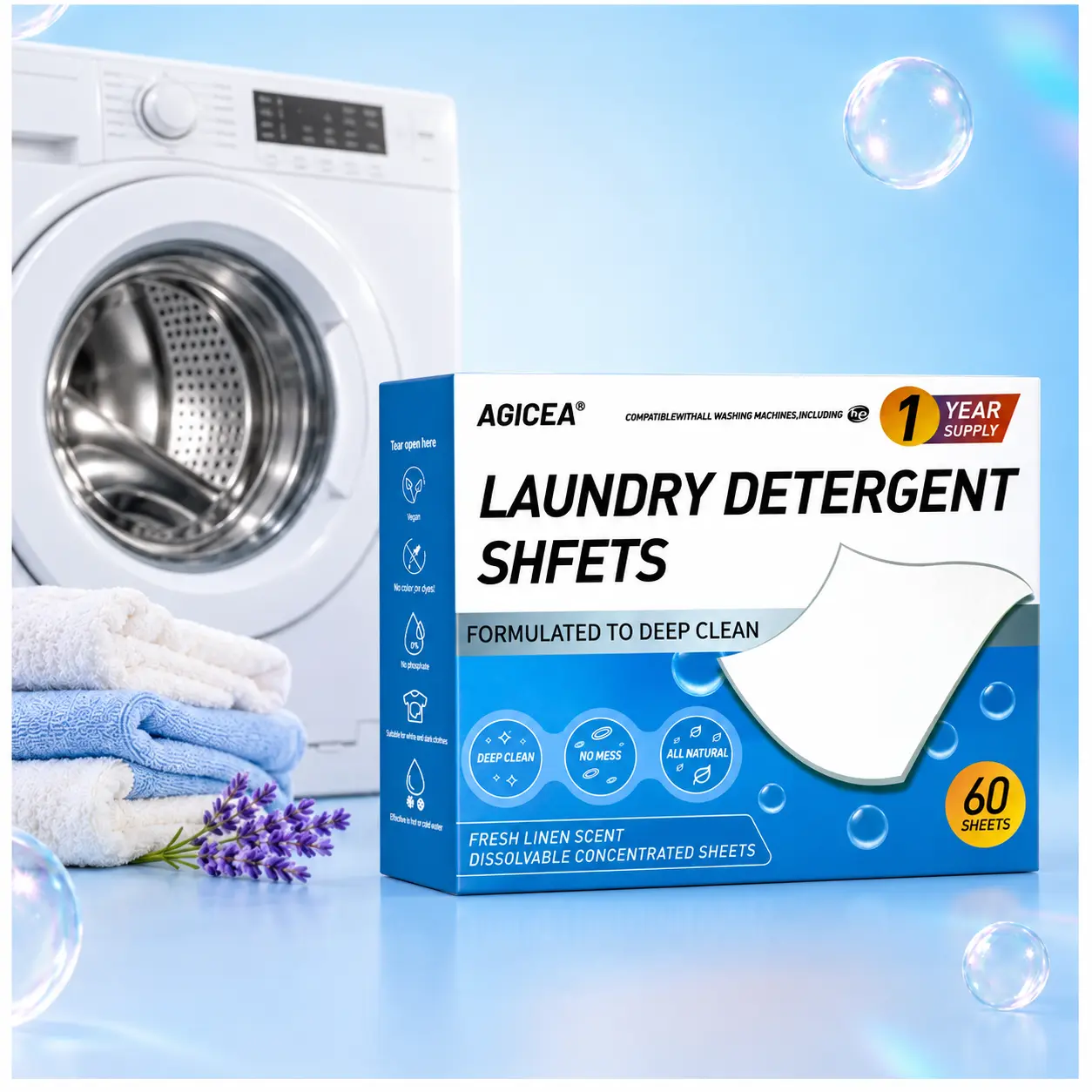 Laundry Detergent Sheets, Deep Cleaning Laundry Sheets for Clothes, Helps Remove Odors & Leaves a Fresh Scent
