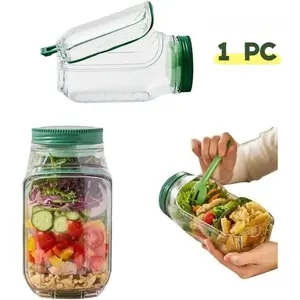 Portable Salad Box with Side Opening Lid, Leak-Proof Food Prep Container, Convenient Lunch Bowl for Office School Travel, Essential Kitchen Tool