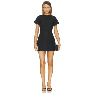 ASTA RESORT Mathilde Hand Beaded Mini Dress in Black