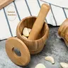 1Set Premium Bamboo Garlic Mortar and Pestle - Effortless Spice Grinder for Garlic, Herbs, and Chili - Rust-resistant Kitchen Tool Perfect for Crafting Homemade Sauces and Dressings