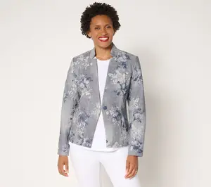 Attitudes by Renee Printed Faux Leather Blazer