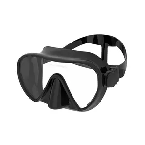 Diving Snorkeling Frameless Mask, Perfect Seal Silicone Skirt Panoramic Tempered Glass Swimming Goggles, Suitable for Adults