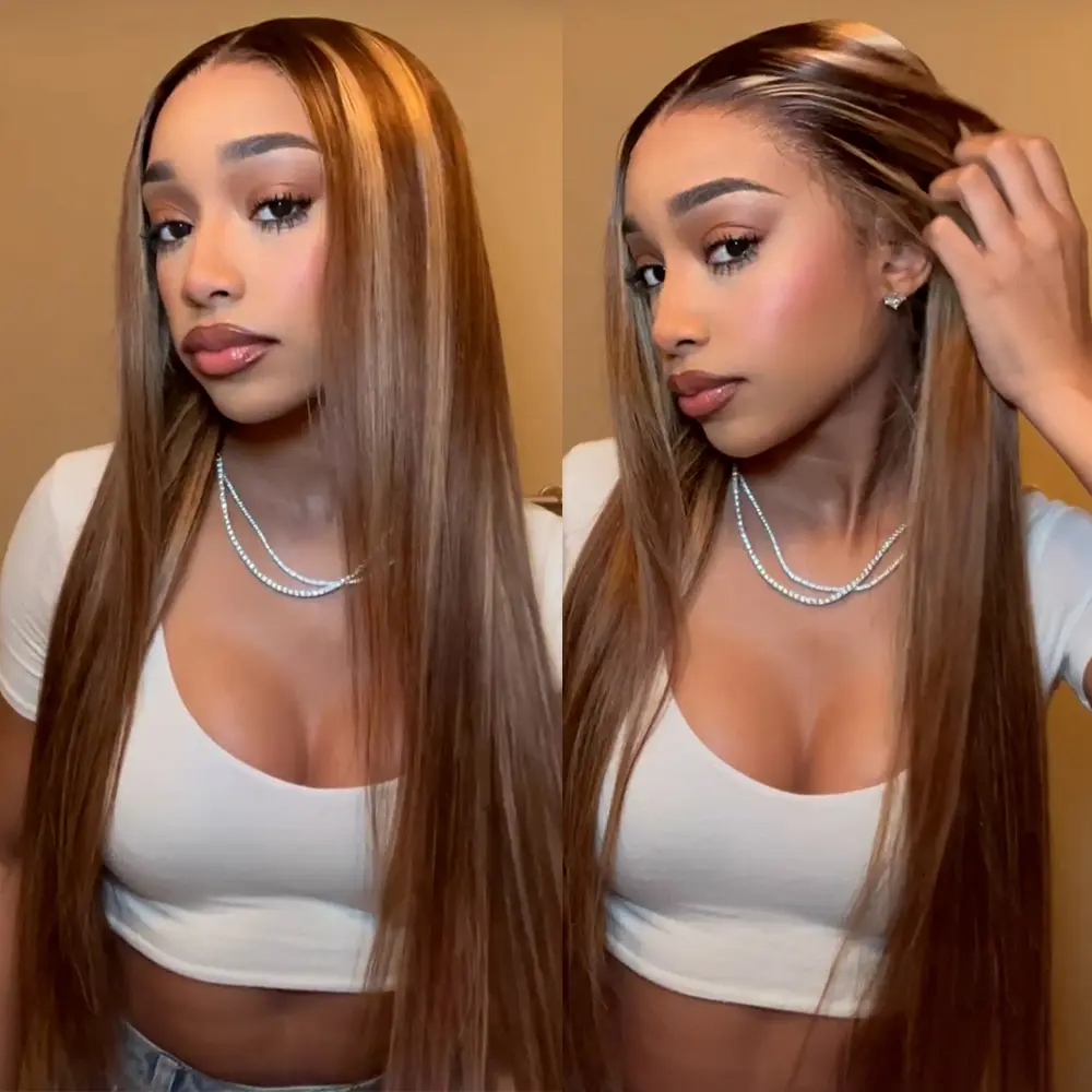 [Stunning Highlight 2P427] Megalook Honey Blonde #2 Roots P427 Ombre Colored 13x6 Glueless Lace Frontal Human Hair #Summervibes
