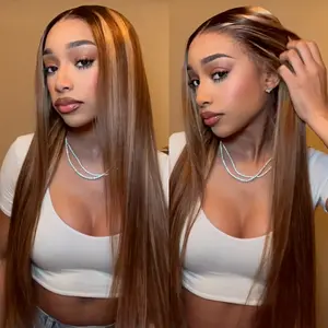 [Stunning Highlight 2P427] Megalook Honey Blonde #2 Roots P427 Ombre Colored 13x6 Glueless Lace Frontal Human Hair