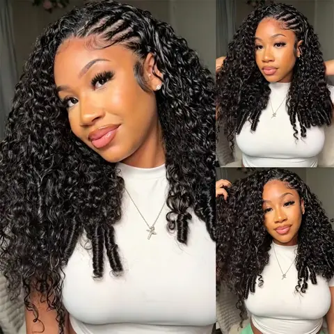 Female 3-in-1 Thick 100% Human Hair Burmese Curly Half Wig, Anti-Tangle Glueless Flip Over Drawstring Deep Wave Wig, Ready-to-Wear for Daily Use #SohoChic#tiktokshopstockup