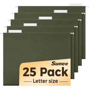 Hanging File Folders 25 Pack Reinforced Hang Folders Letter Size Adjustable 1/5-Cut Tabs Designed for Bulky Files Filing Cabinet Standard Green