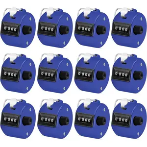 12 Pcs Hand Tally Counter 4-Digit Lap Counter Clicker, Manual Mechanical Handheld Pitch Click Counter with Finger Ring for School Golf & Knitting Row Croche