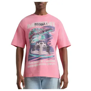 PUMA Mens Miami Graphic Crew Neck Short Sleeve Casual Tops Casual - Pink