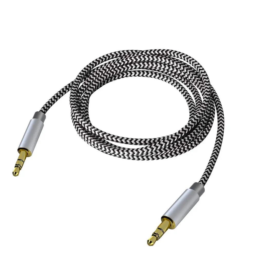 Male-Male 3.5mm Stereo Audio Cable Extension - 10ft/3m Nylon Braided Tangle-Free AUX Cable with Headphone Jack for iPhones, Home/Car Stereos (Black), 3.5Mm Audio Cable