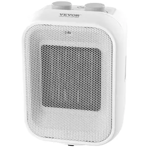 【fathersdaygift】VEVOR Portable Electric Space Heater with Thermostat 1000W/1500W 2-Level Adjustable Quiet Ceramic Heater Fan9 in Tip-Over Shutdown Flame-Retardant PP Small Heaters for Office Room Desk Indoor Use