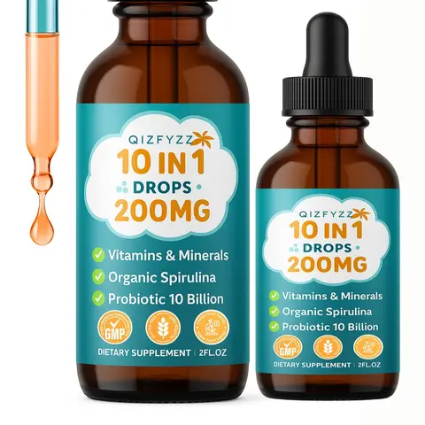 Zeolite Detox for Kids & Adults, 10 in 1 Zeolite Drops with 300mcg Vitamins B12 & D, 300mg Chlorella,10 Billion CFU Probiotics & Prebiotics to Support Gut, Immune & Energy, Strawberry Flavor, 60ML