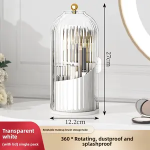 Birdcage Makeup Organizer Rotating Brush Holder with Dustproof Design Desktop Vanity Storage for Cosmetics and Pens Transparent Toothbrush protector tooth holder organizer 360-degree rotation  drain cover markup container baby box tier kid sports door