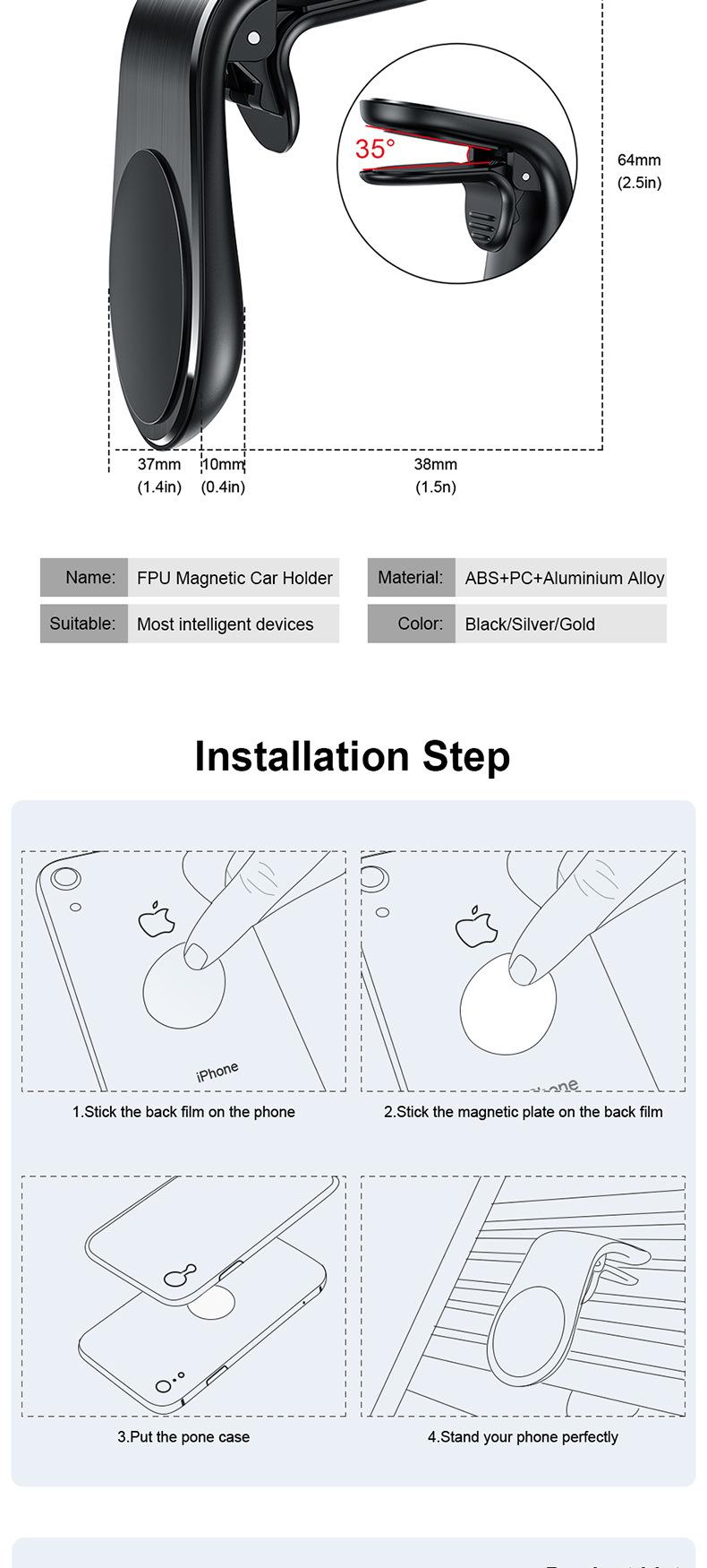 Magnetic Car Phone Holder Air Vent Clip Mount Rotation Cellphone GPS Support For Phone Stand in Car