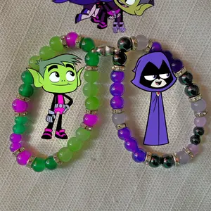 Beastboy and raven matching couples bracelet for friends and family