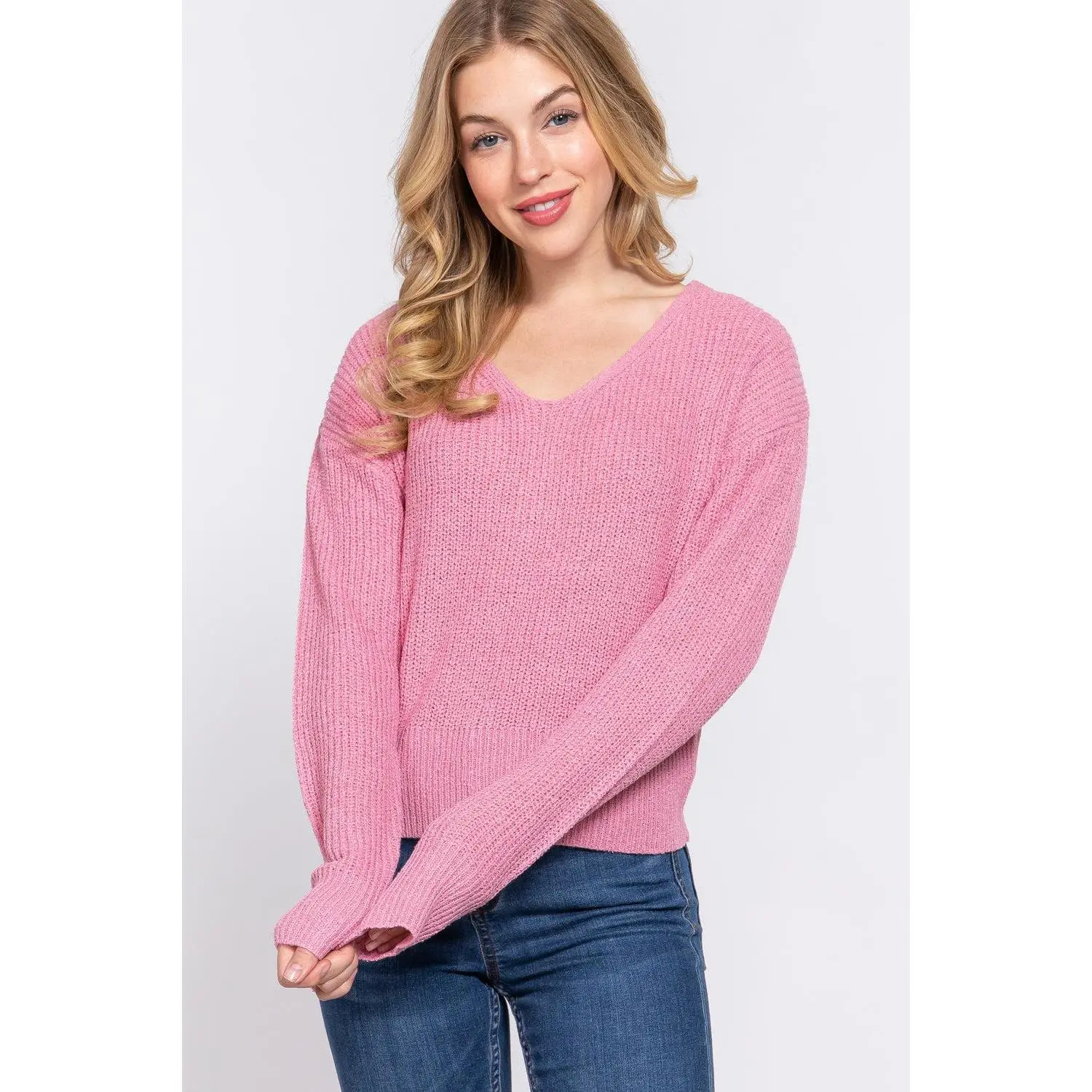 Dolman Slv Strappy Open Back Sweater