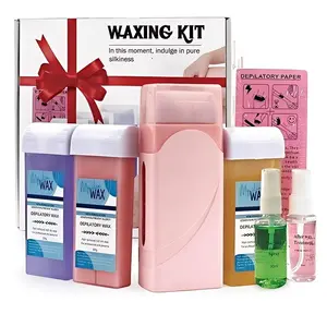 Waxing Kit for Women - Pink Roll On Wax Warmer with Soft Wax Heater for Larger Body Areas, Includes Depilatory Wax & Aftercare Spray, Perfect for Home Hair Removal