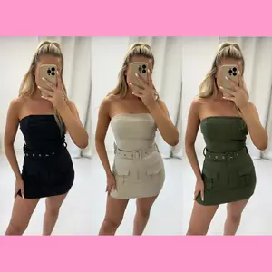 Belted Bandeau Cargo Romper - 3 Colours