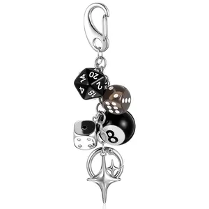 A black keychain, Y2K aesthetic black 8-ball dice charm keychain, suitable for women and men, bag charm, handbag decoration, Y2K accessory, unisex style gift, Keychain for bags