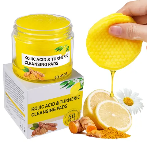 Kojic Acid & Turmeric Cleansing Pads -  Facial Pads for All Skin Types, turmeric face pads, Skincare Cleanser Comfort Leakproof Jar Travel Makeup Remover skincare tools