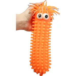 Curious Minds Busy Bags Giant Knobby Puffer Worm - Sensory Fidget and Stress Balls - OT Autism SPD (Orange)