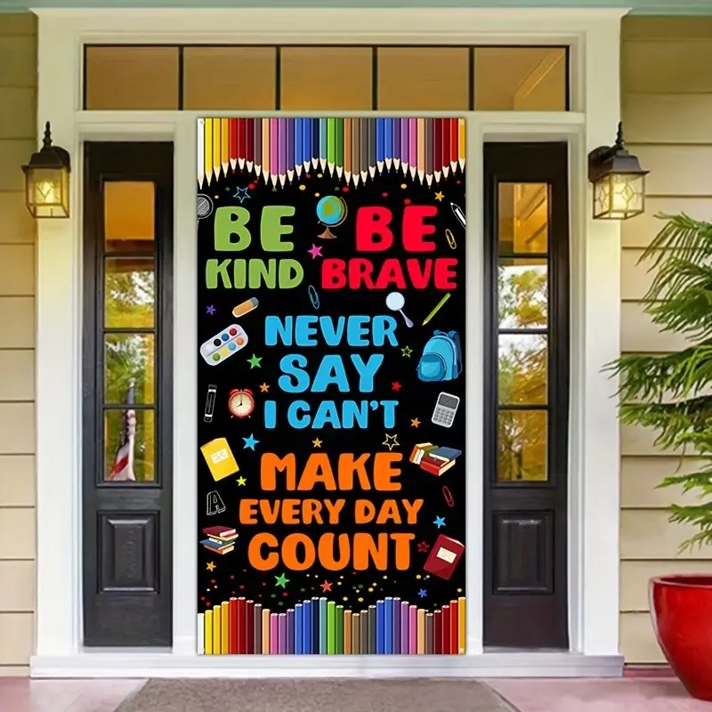 2D Flat Banner, Back-To-School Celebration Banner, Inspirational Classroom Decor, Colorful Polyester Welcome Sign, Party Supplies, Photo Background, Party Decorations Banners, Wall Decor Banner, Polyester Backdrop Banner, Decorative Banner