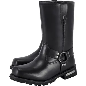 Men's Motorcycle Boot For Riding Waterproof Black PU Leather Boots Mid Calf Boots for Men