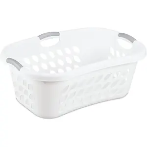 Sterilite 6 Pack Plastic Laundry Basket Hamper, 1.25 Bushel, Ultra HipHold, White